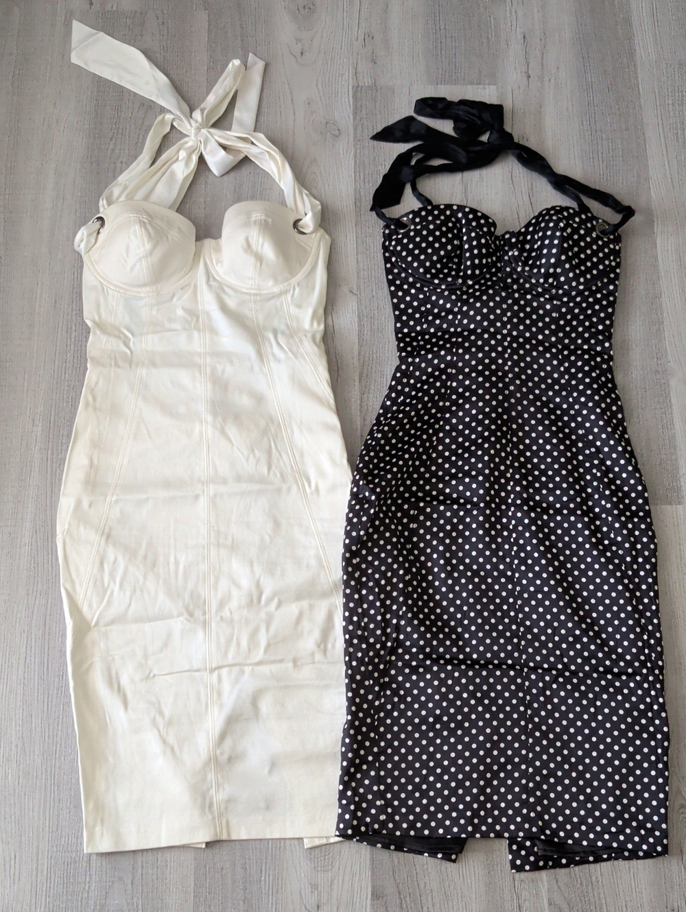 Marciano White & Black Polka Dot  Halter Bodycon Dress XS/0